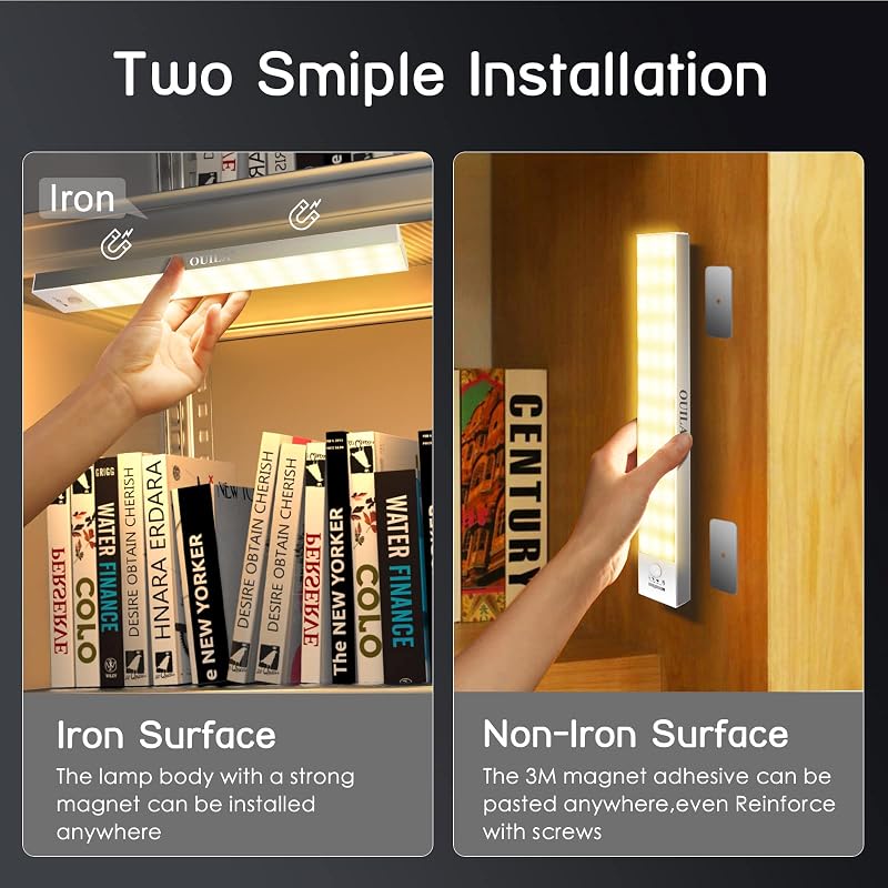 Lampe de Placard avec Détecteur de Mouvement, 36 LED Lampe 3000K USB Sans Fil Veilleuse, Armoire, Escalier, Couloir, Cuisines, Garage, Bord de Lit(2 Pack, 23cm)