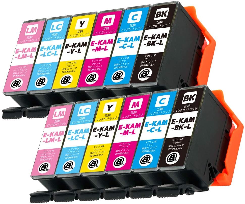 Amazon シージェットタンク インクカートリッジ かめ 増量インク エプソン用 新互換インクカートリッジタイプ 最新型icチップ対応 残量表示あり 取扱説明書付き 三大保証1年パック対応 Mint製 Kam L Bk C M Y Lc Lm 2 合計12本セット C Jetank パソコン