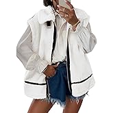 Tankaneo Womens Fuzzy Fleece Vest Sleeveless Zip Up Sherpa Jacket Fall Loose Fit Warm Outerwear with Pockets