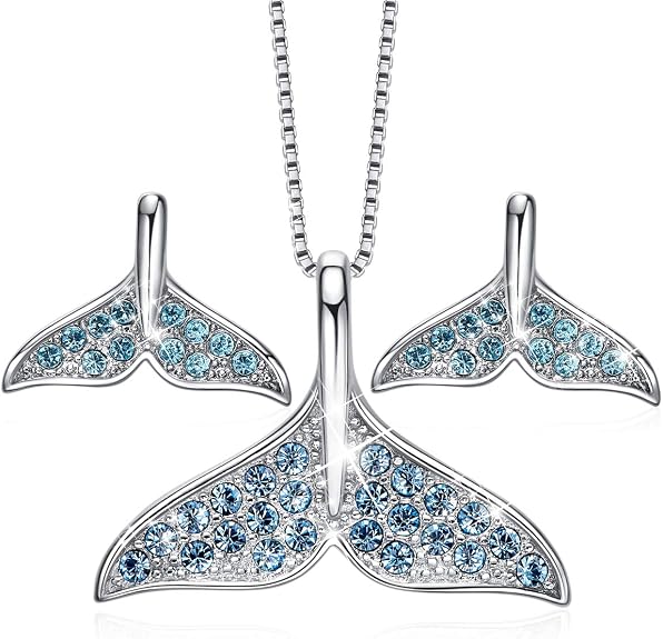 CDE Mermaid Tail Sterling Silver Pendant Necklace Embellished with Crystals from Swarovski Jewelry Necklaces for Women