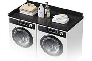 COOLBEBE Washer Dryer Countertop, Wood Washer Dryer Topper with Edge, Washer and Dryer Covers for The Top for Laundry Room Organization, 54" W x 27.5" D Black