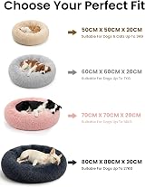OKPOW Donut Dog Bed Calming Large Washable Plush Round Bed 70cm view 8