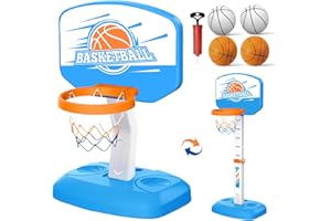 TALGIC Kids Height Adjustable Basketball Hoop, with 4 Balls & Pump for Indoor Outdoor, Poolside Basketball Hoop for Swimming Pool, Basketball Toy for Boys Girls