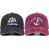 SaryHome Captain Hat & First Mate | Boat Captains Hat Embroidered Matching Baseball Caps | Boat Accessories | Boating Gifts