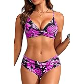 Aqua Eve Women Bikini Set - Two Piece Swimsuit Mid Rise Bathing Suit Push Up Bikini