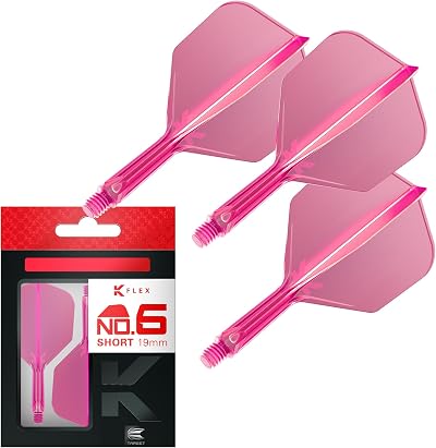 Target Darts K Flex Integrated Flights and Shafts No.6 Pink Short Pack of 3