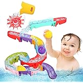 Fajiabao Bath Toys for Kids Ages 1-3 Fun DIY Bathtub Toys for Toddlers 2-4 | with Water Wheel &amp; Big Balls That Float Modular Track Easy-Assemble Slide for 18M+ Boys Girls Gifts with Strong Suction Cups