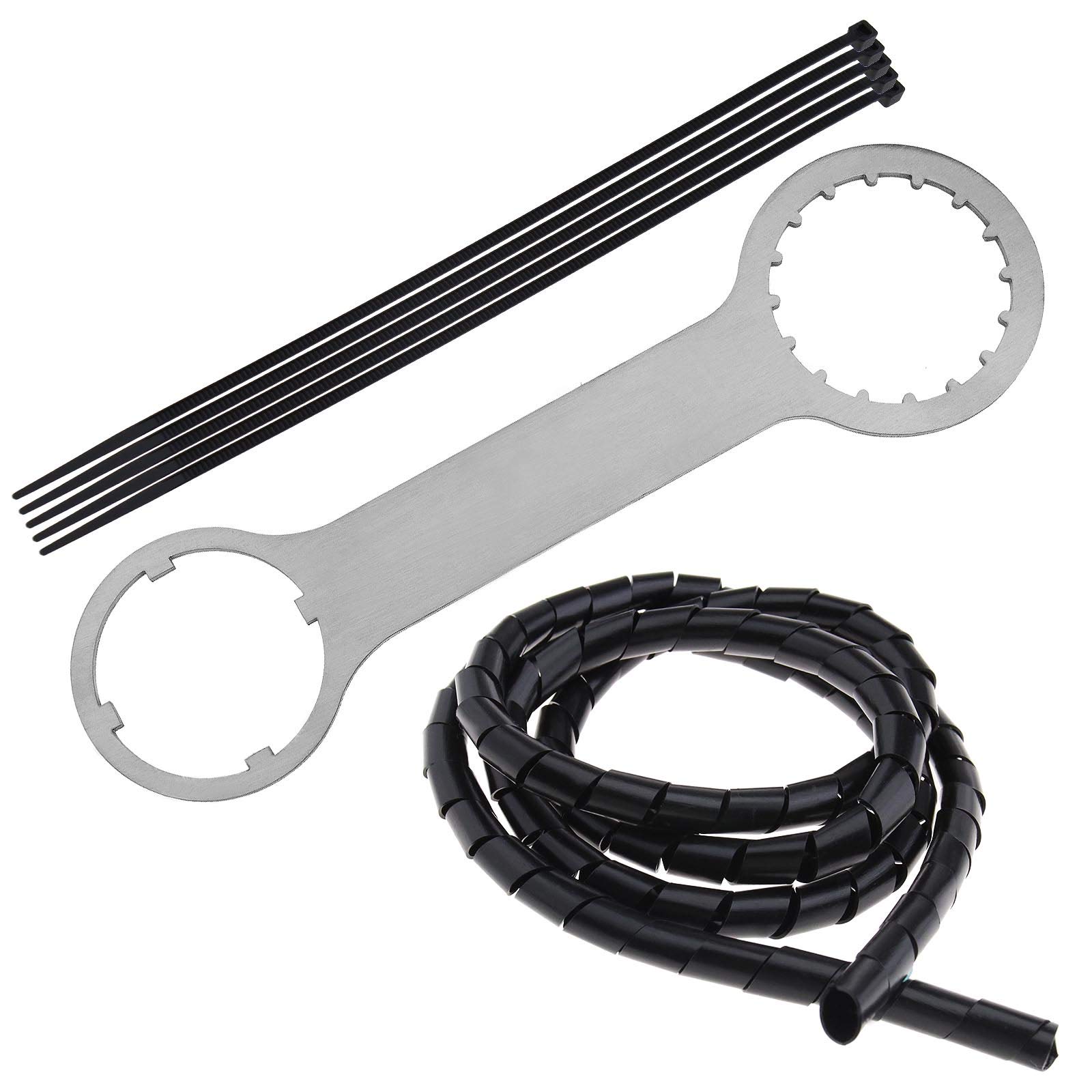 EMSea Electric Bike Installation Spanner Tool Kit Compatible with Bafang/8Fun BBS01 BBS02 BBSHD, Silver, Stainless Steel Wrench, Wire Protector & Ties