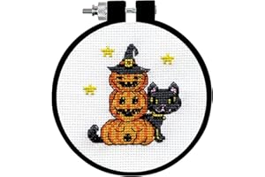 DESIGNWORKS INK Design Works Crafts Inc. Pumpkins Counted Cross Stitch Kit with Hoop