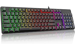 Redragon K521 Upgrade Rainbow LED Gaming Keyboard, 104 Keys Wired Mechanical Feeling Keyboard with Multimedia Keys, One-Touch Backlit, Anti-Ghosting, Compatible with PC, Mac, PS4/5, Xbox