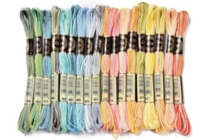CABODYALS 18 Skeins 157 Yards Rainbow Color Cross Stitch Floss Embroidery String 6 Strands Colorful Polyester Friendship Brac
