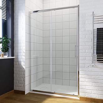 ELEGANT 1300mm Sliding Shower Screen Panel for Bath Door in 6mm Safety Shower Enclosure Cubicle Glass