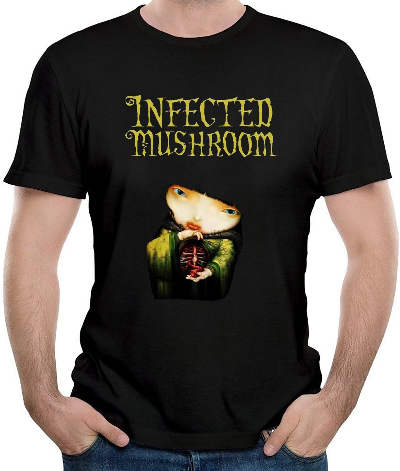 HEYUANHECHOU T-Shirts for Men's INF Men's T Shirts,Black