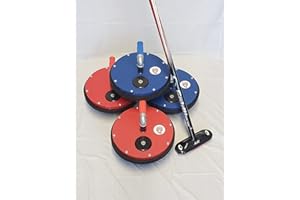 Outdoor Winter Curling Stones - Set of 4 Cottage Rocks with Broom