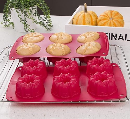 Webake Fancy Fluted Tube Cake Pan Non-stick Silicone Mini Tube
