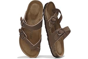 Project Cloud Genuine Leather Womens Sandals - Comfortable Cork Footbed Slides with Memory Foam Beach Essential Summer Sandals For Women 2025 (Lian)