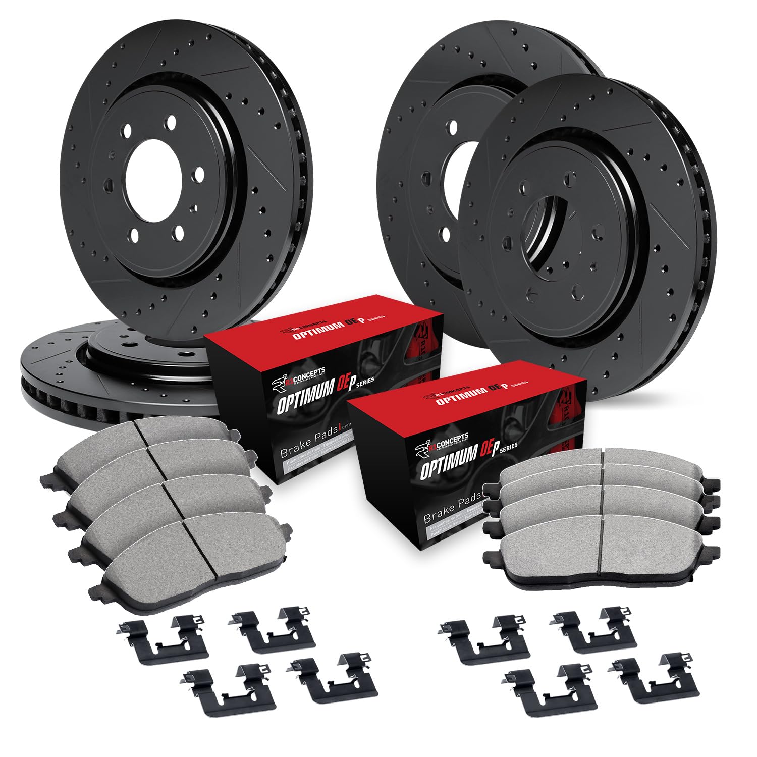 R1 Concepts Front And Rear Brakes And Rotors| Hardware Included| Front And Rear OEp