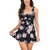 ECUPPER Womens One Piece Swimsuit Plus Size Bathing Suit Tummy Control Swimdress Shaping Skirted Swimwear with Boyshorts