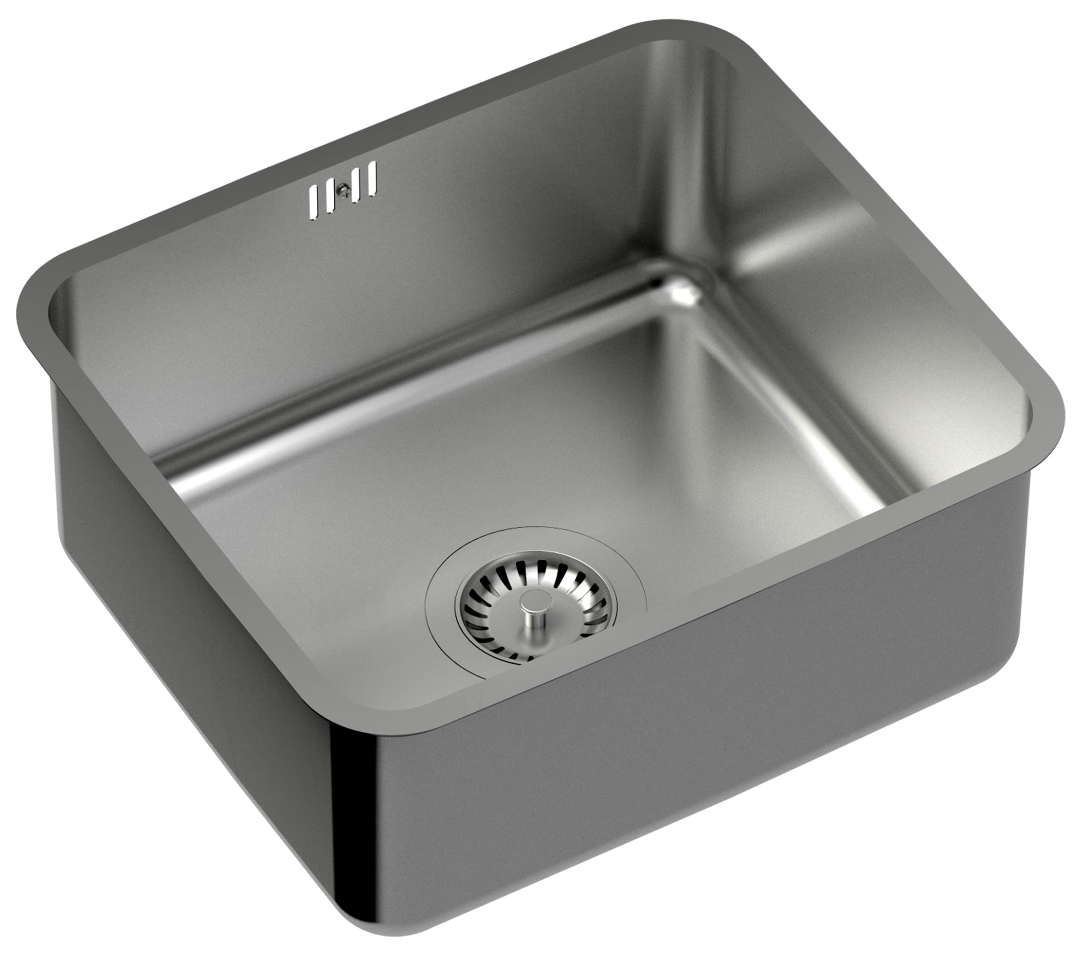 Quadron Nicolas Stainless Steel Sink, Dimensions: 44 x 39 x 19 cm, 1 Basin Undermount Sink, Cabinet Undermount: from 45 cm (Brushed Steel)