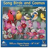 SUNSOUT INC - Songbirds and Cosmos - 500 pc Jigsaw Puzzle by Artist: William Vanderdasson - Finished Size 18" x 24" - MPN# 30448