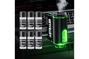 Smart Car Air Freshener Diffuser – Auto On/Off Aromatherapy Diffuser with 3 Scent Modes, USB Rechargeable, Vent Clip, 6 Essen