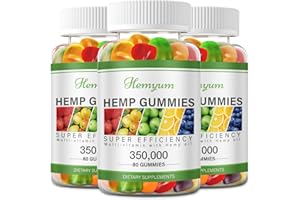 HEMYUM Hemp Gummies 3 Packs - for Sleep, Pain, Anxiety - High Potency Pure Organic Hemp Supplement - with Natural Hemp Oil Extract Gummy Edibles Vegan, Non-GMO - Made in USA