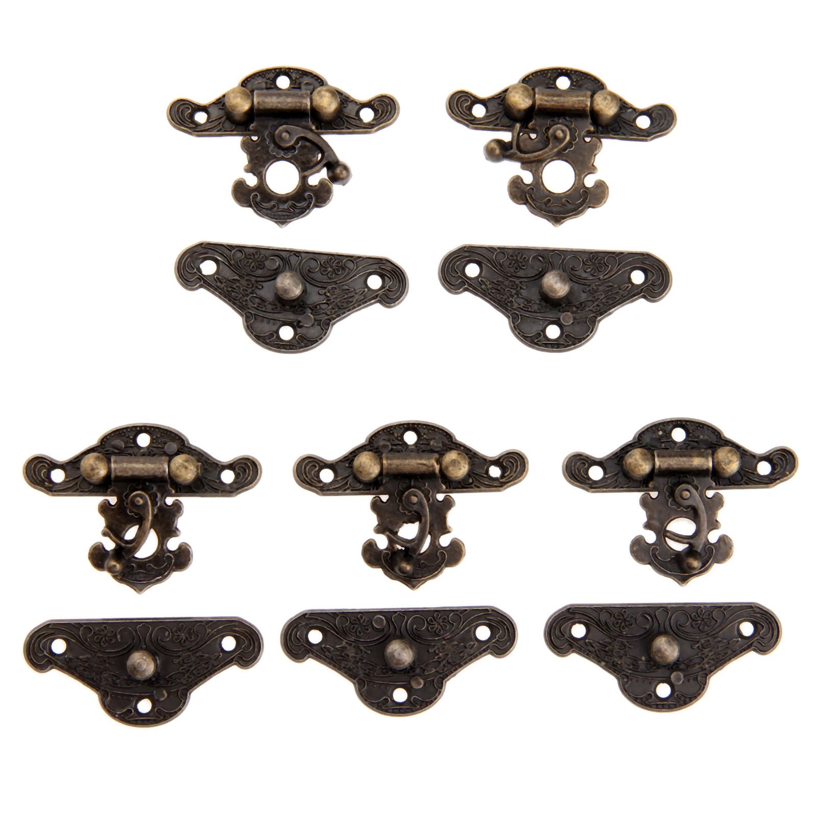 5Pc 38x29mm Retro Vintage Decorative Cabinet Latches Hasp Pad Lock Clasp for Jewelry Wooden Box Case Chest