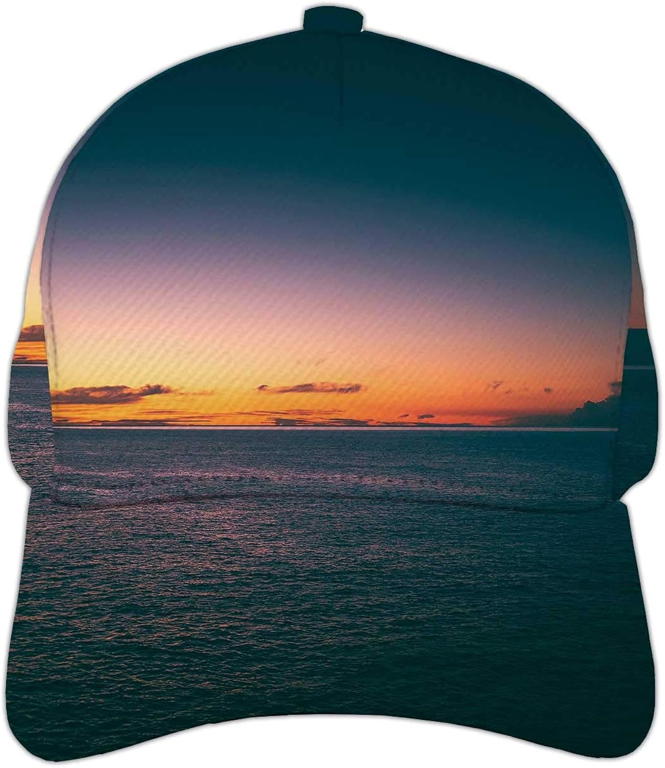 Washed Colorful Sunset Over The Sea, Hat for Man and Women, Adjustable