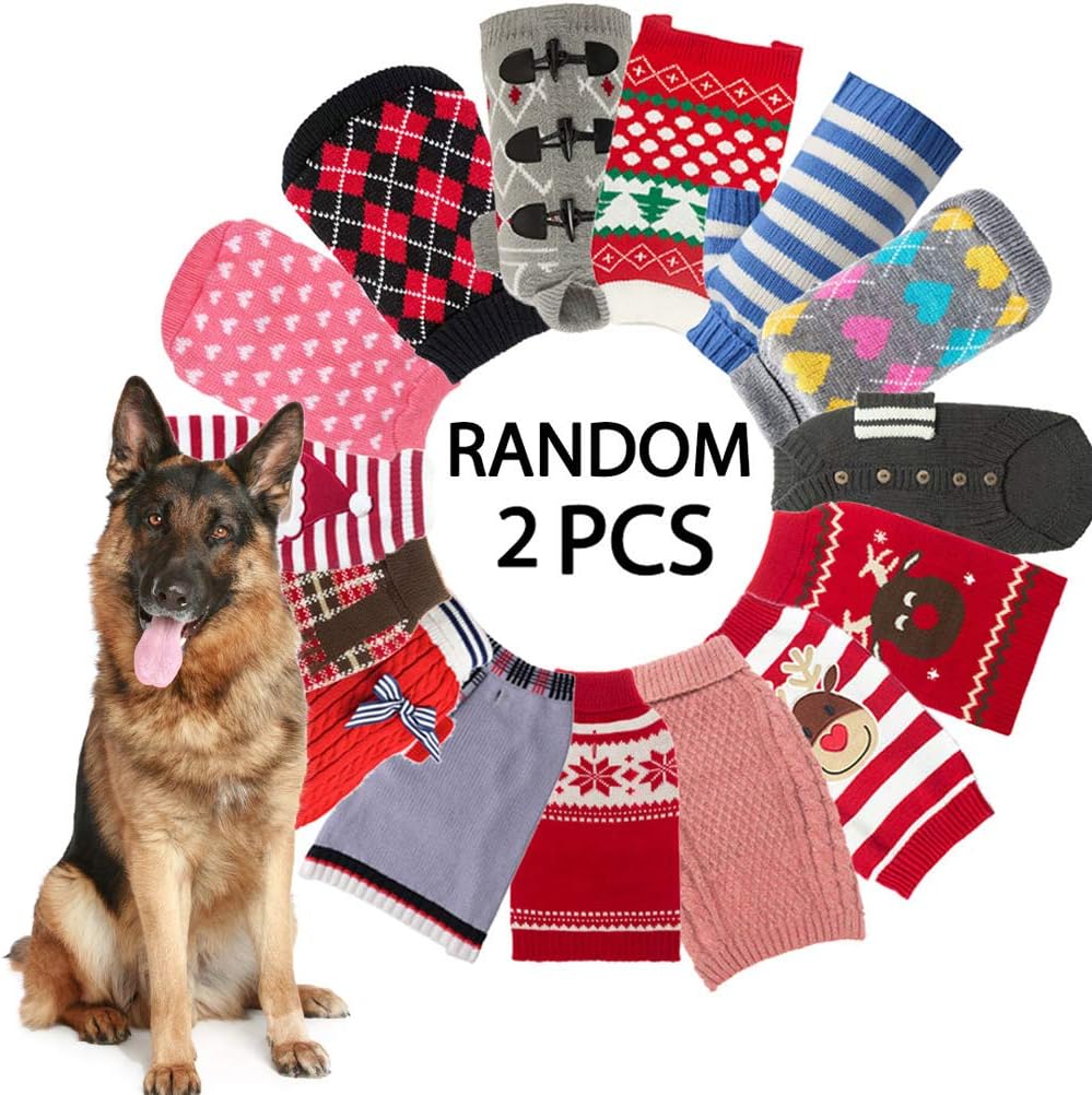 Invlab LLC Dog Winter Clothes Sweater - Random 2 Pack All News Sweater for Small Medium Large Dogs