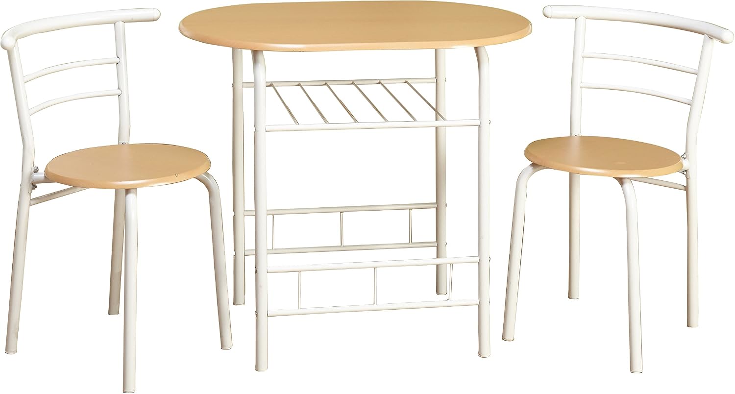 White Natural Target Marketing Systems 3 Piece Two Toned Bistro Dining Set With 2 Mid Back Chairs And 1 Round Pedestal Dining Table Table Chair Sets Home Kitchen Biquinismaranatacombr