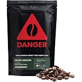 Danger Coffee Decaf Whole Bean by Dave Asprey | Medium Roast | 10.9 oz | Remineralized, Mold Free &amp; Lab Tested, Swiss Water Decaf, Medium Roast, Decaffeinated, 10.9 Ounce