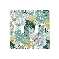 Retro Tropical Leaves 2 Gang Light Switch Cover