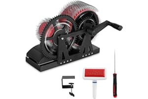 Consfly Wool Drum Carder Fiber Carding Machine with Brush & Awl, Wool Blending Wheel for Combing Blending