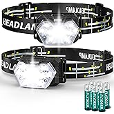 Eirnvop 2000 Lumen 9 LED Headlamp 2 Pack, Ultra Bright Head Lamp with 6 Modes, IPX5 Waterproof Head Light, Lightweight Head F