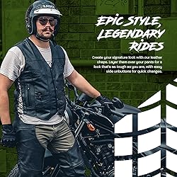 HWK Leather Motorcycle Vest for Men and Women with