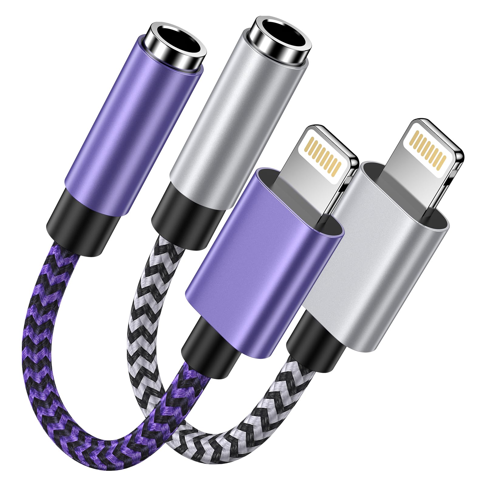 Lightning to 3.5mm Headphone Jack Adapter, 2 Pack iPhone to Aux Adapter, Apple Earphone Adaptor, Compatible with iPhone 14/13/12/11/XS/XR/X /8, i Pad Pro/Mini, Headset, Support Music Control