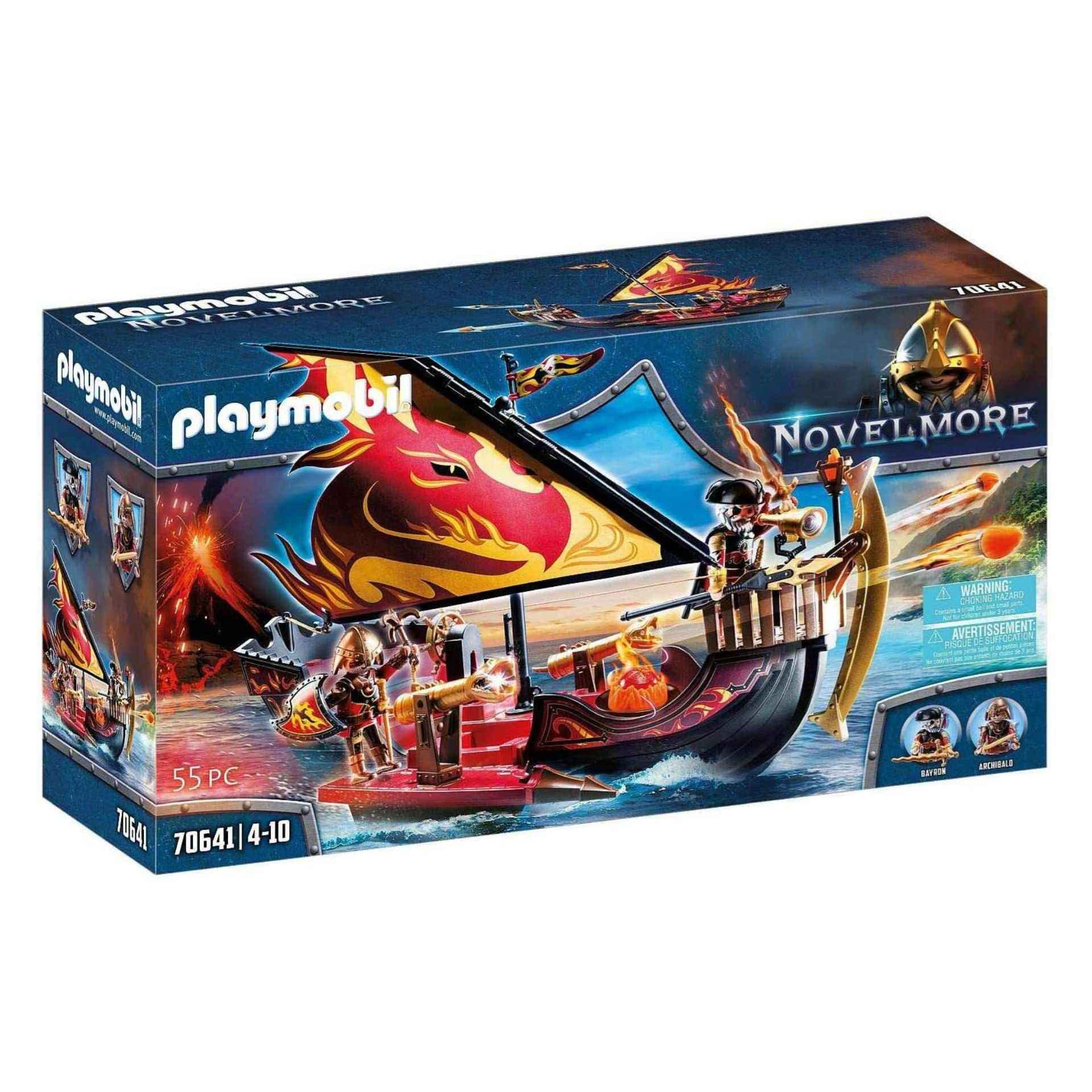 Playmobil 70641 Novelmore Knights Burnham Raiders Fire Ship, Floating, for Children Ages 4+