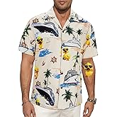 Zando Funny Hawaiian Shirt for Men - Crazy Animal Print Casual Short Sleeve Outfit Top for Summer Beach & Vacation & Party