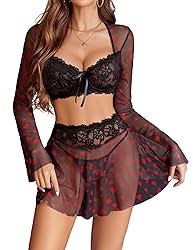 Avidlove Women's Sexy Contrast Lace Mesh Lingerie