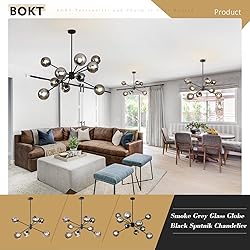 BOKT 6 Lights Modern Glass Globe Sputnik Chandelier