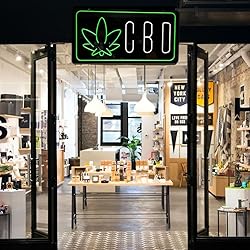 'CBD' LED Sign with Leaf Icon by SMOKE SHOP LED