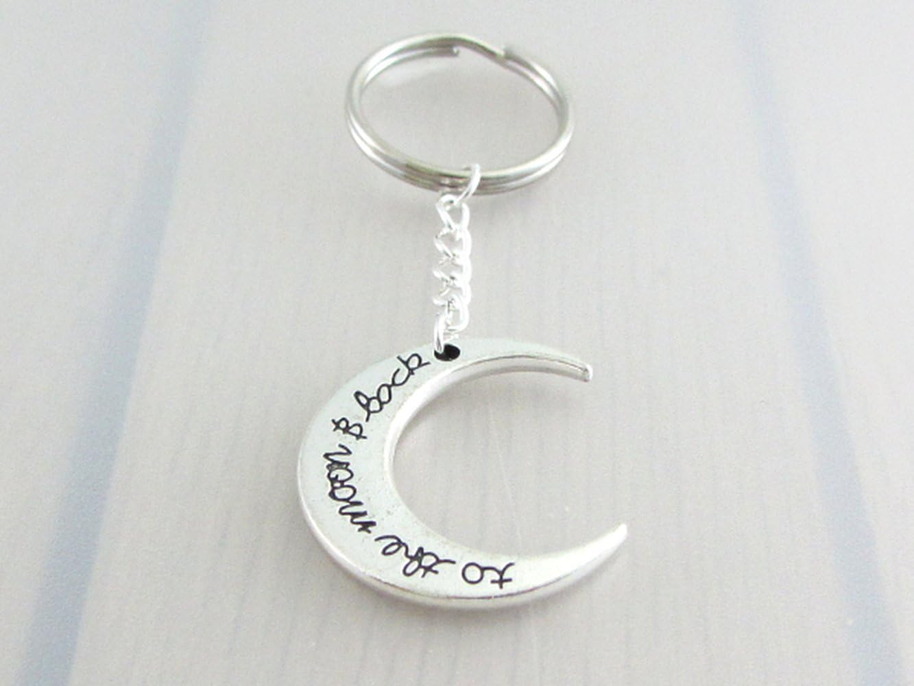 To The Moon And Back Charm Keyring Crescent Moon Keychain
