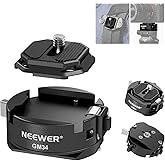 NEEWER GM34 Camera Quick Release Plate Kit, Quick Switch Auto Lock Square QR Mount Plate with Arca Type Clamp Base, Compatibl