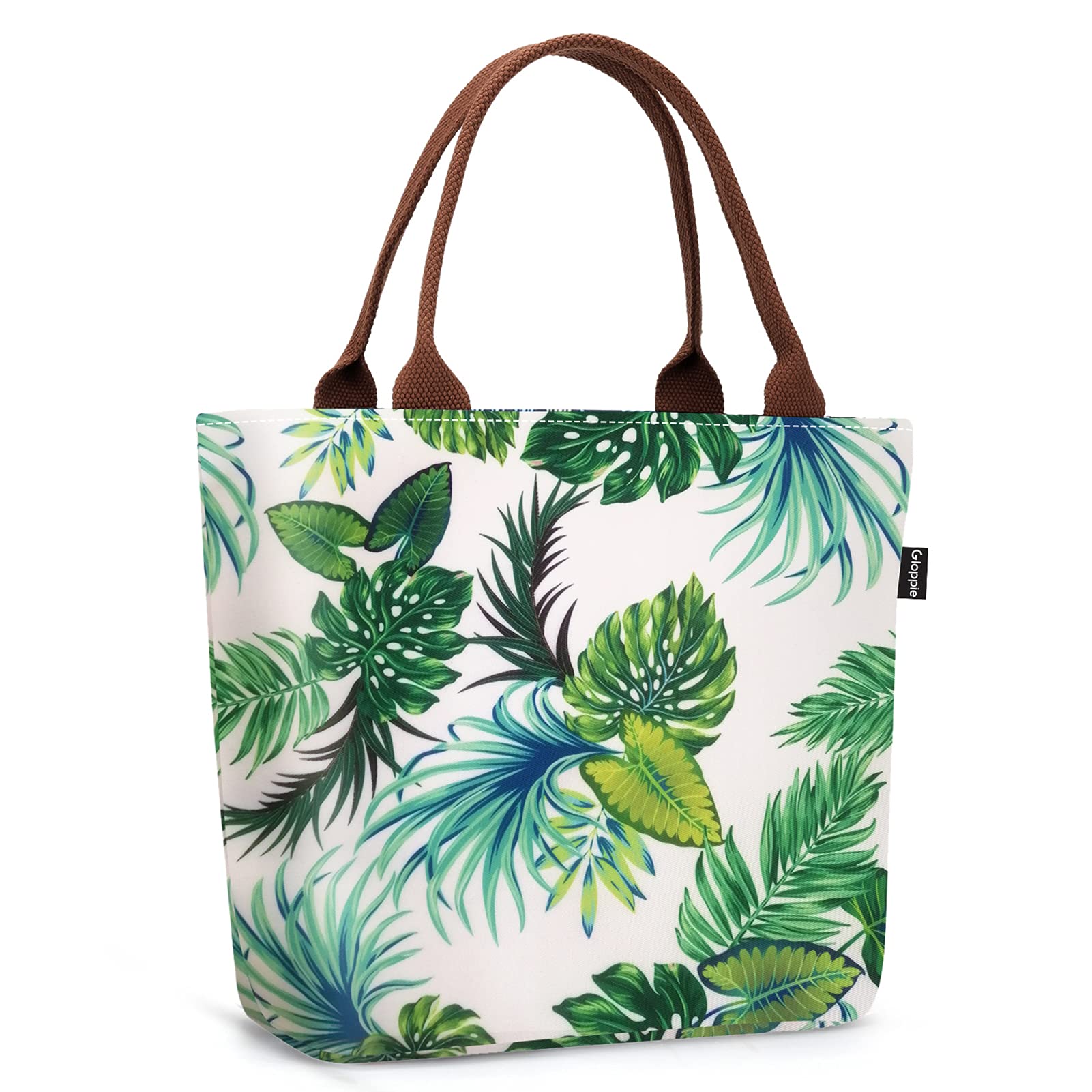 Gloppie Lunch Bags Leakproof Lunch Tote for Women Insulated Lunch Box Purse Food Delivery Cooler for Adults Ladies for Work Picnic Beach 9L Palm Leaf
