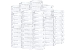 SATINIOR 100 Pcs Clear Plastic Beads Storage Containers Box Small Clear Boxes with Hinged Lid Plastic Case Mini Square Arts Crafts Storage Organizers for Small Items(2.1 x 2.1 x 0.8 Inch)