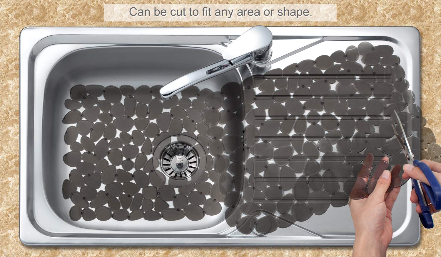 Pebble Sink Mat BliGli PVC Ecofriendly Kitchen Adjustable Sink Mat Pad