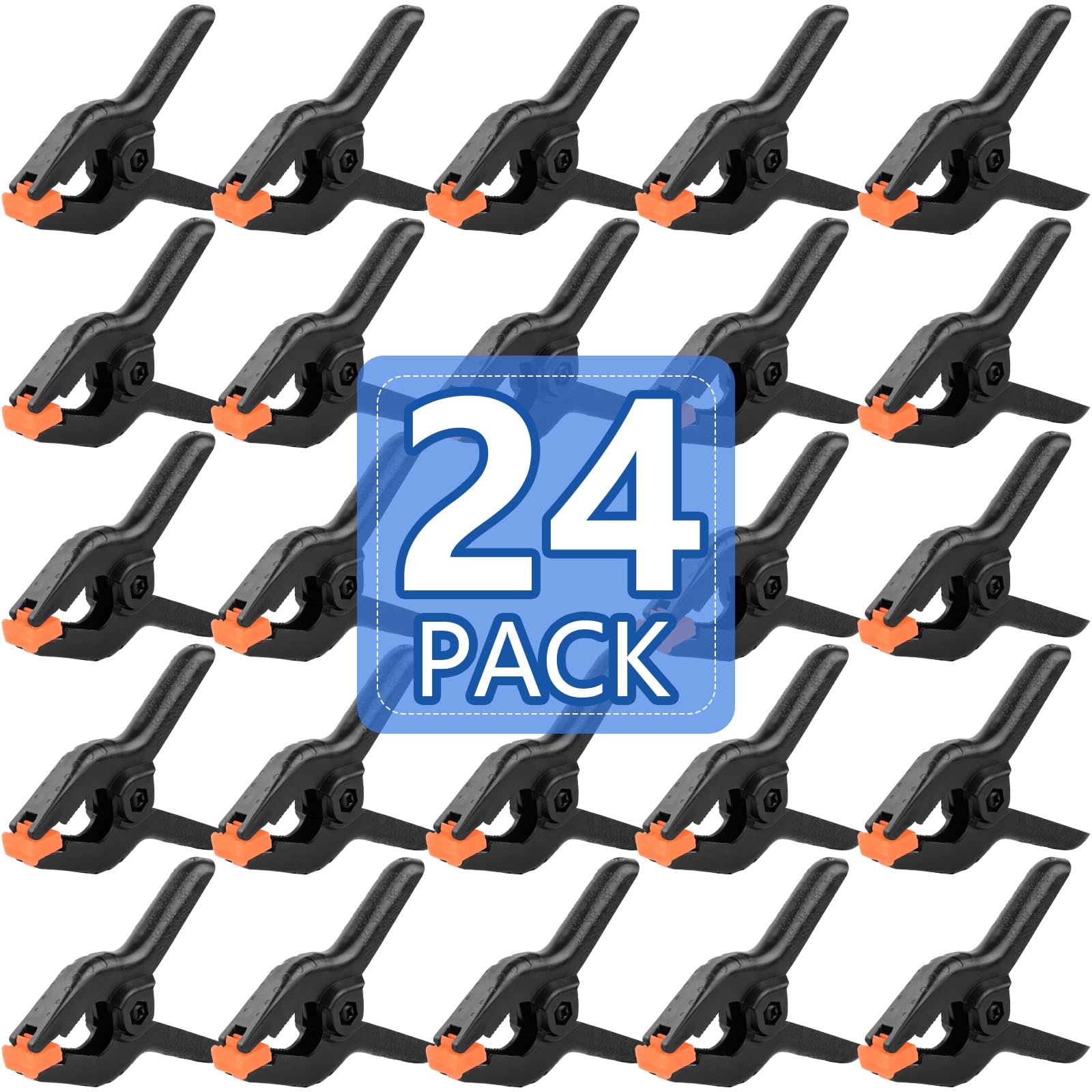 24 Pack 3.5 inch Plastic Spring Clamps, Black Heavy