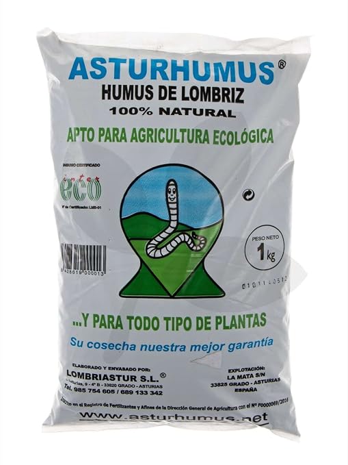 Humus de Lombriz Asturhumus 100% Ecológico - 1 Kg: Amazon.es: Jardín