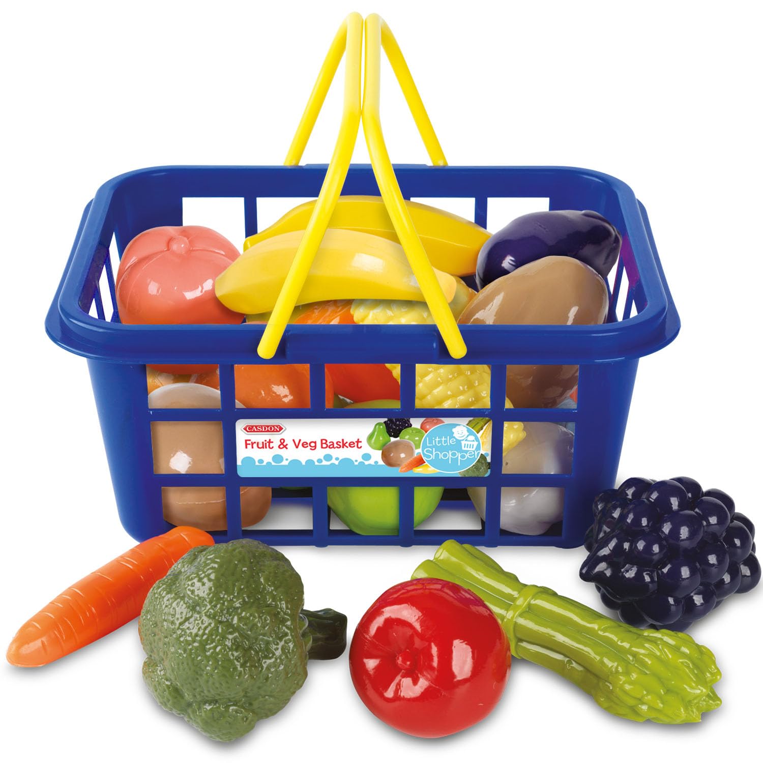 Casdon Fruit & Veg Basket | Assorted Toy Basket With Fruits & Vegetables For Children Aged 2+ | Perfect For Playing Shops