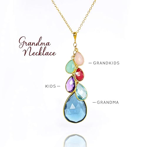 grandma necklace with grandkids birthstones